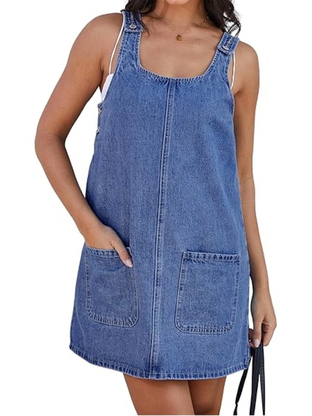 Amazon Casual Denim Overall Dress - Blue Size S Oversized